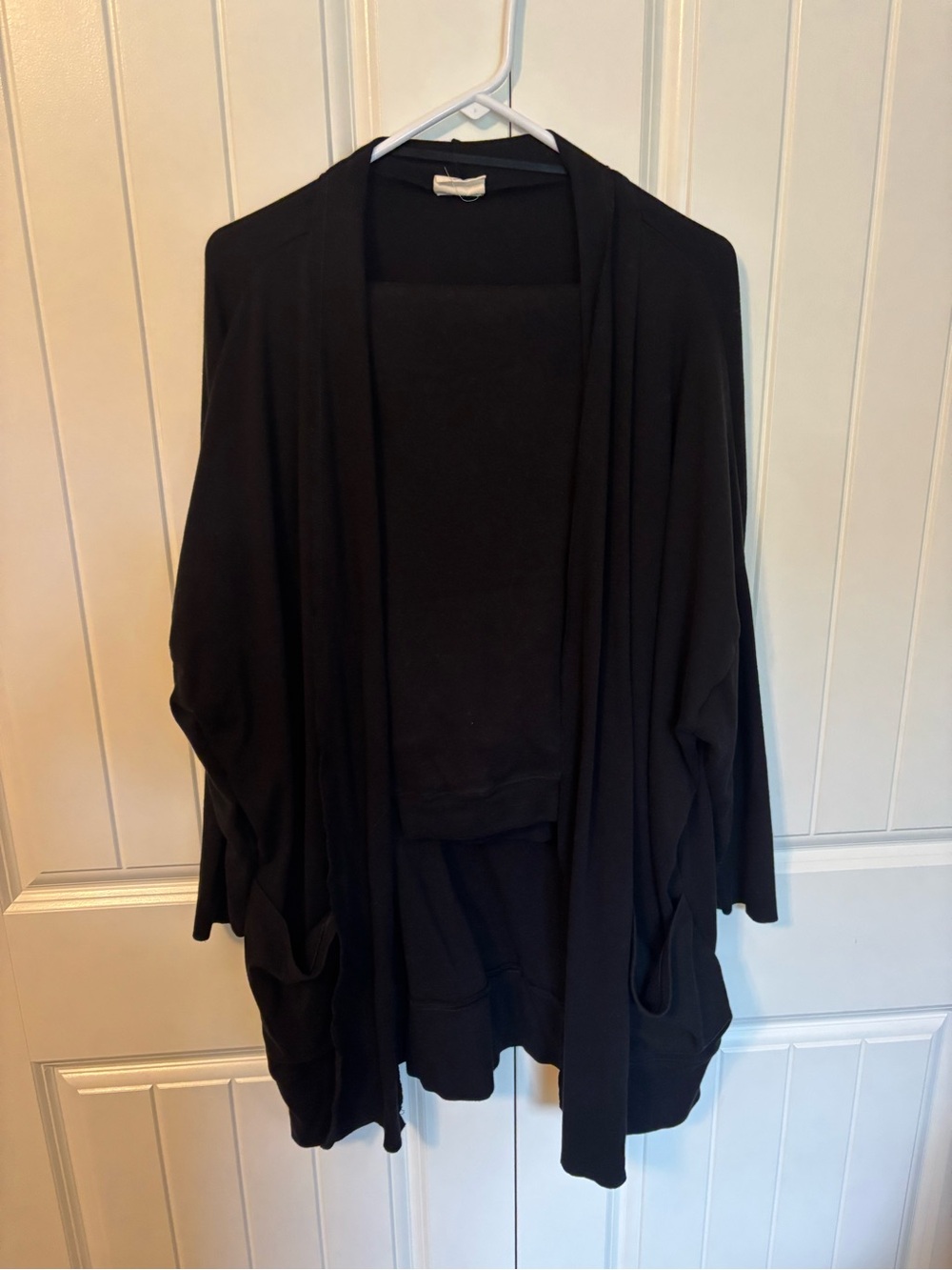 Pact Black Open Drape Women's Cardigan with Pockets and Joggers. Both xxl